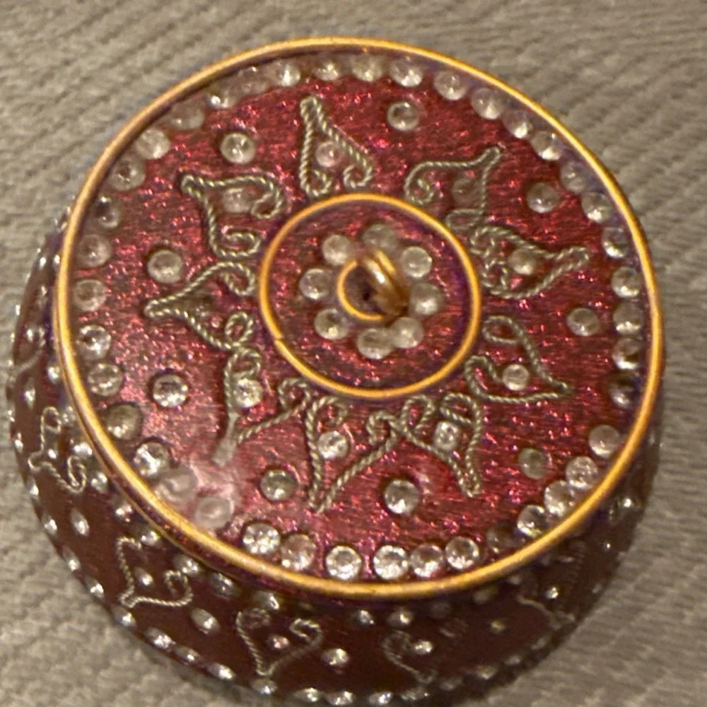 Trinket Box with Lid, Decorative Rhinestones, Small 3
